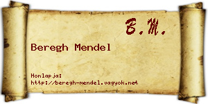 Beregh Mendel névjegykártya